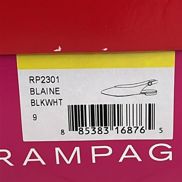 NWT Rampage Womens Blaine Black & White Snakeskin Slingback Flat Shoes Size 9 - Picture 10 of 10